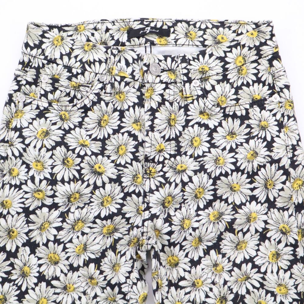 Womens 7 FOR ALL MANKIND Sz 25 Sunflower Skinny Jeans Stretch Black Yellow - Picture 4 of 12